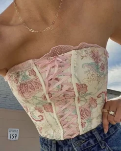 Aesthetic Korsett Top Paisley Flor