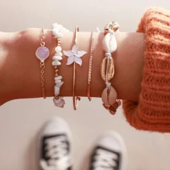Armband Set Witte Bloem