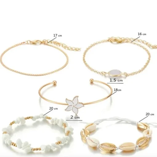 Armband Set Witte Bloem