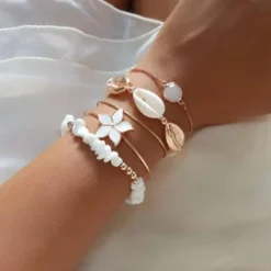 Armband Set Witte Bloem