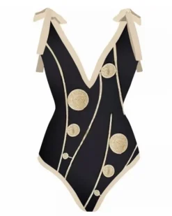 Badeanzug mit Pareo Golden Dots