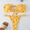 Bandeau Bikini Set Yellow Flowers