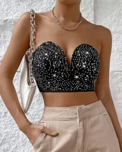 Bandeau Crop Top Glitzer Glitzer