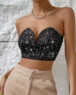 Bandeau Crop Top Glitzer Glitzer