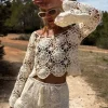 Blumen Häkel Crochet Shirt Fiorina