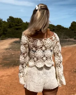 Blumen Häkel Crochet Shirt Fiorina