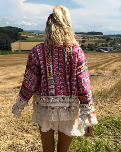 Boho Übergangsjacke Pink Flow