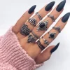 Boho Ring Set Black Om