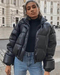 Bomber Kunstleder Jacke Damy