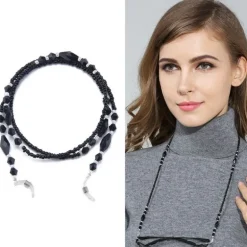 Brillenkette Black Crystals