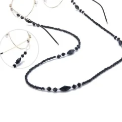 Brillenkette Black Crystals