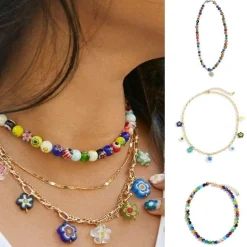 Choker Halskette Flores de Colores