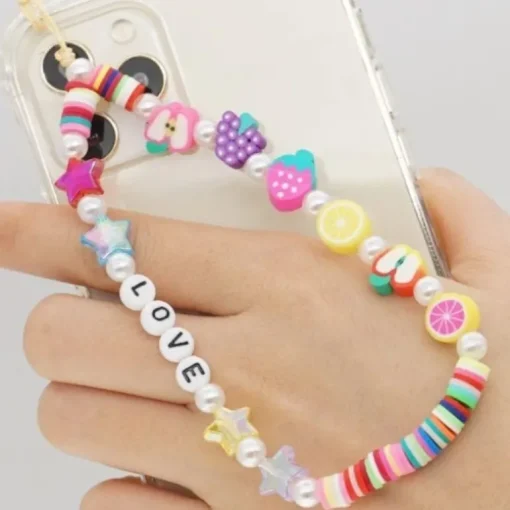 Farbige Handykette Fruit and Stars Love