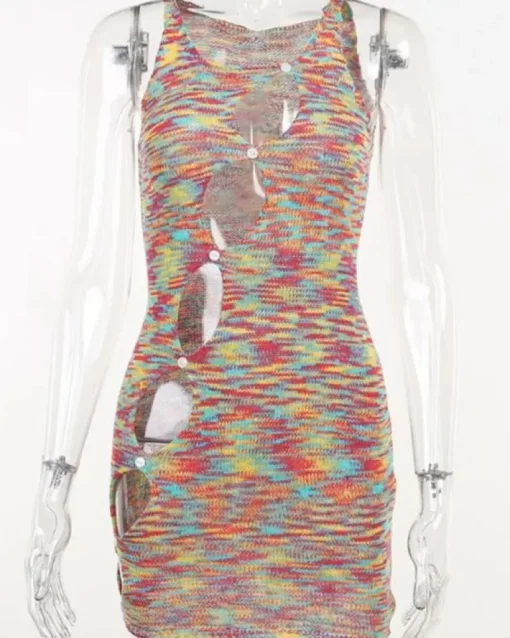 Farbiges Cut-Out Strickkleid Gwenny