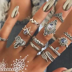 Fingerringe Set Elefant Feather
