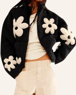 Fleece Jacke Plüsch Flower