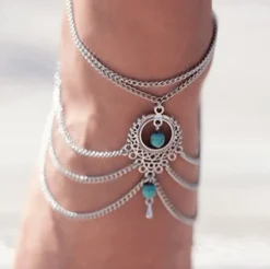 Fusskette Boho Türkis