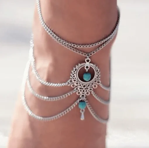 Fusskette Boho Türkis