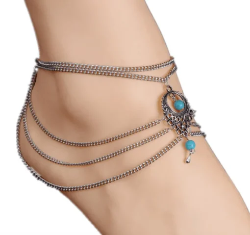 Fusskette Boho Türkis