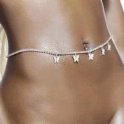 Glitzer Bauchkette Schmuck Mariposa
