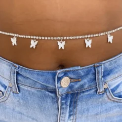 Glitzer Bauchkette Schmuck Mariposa