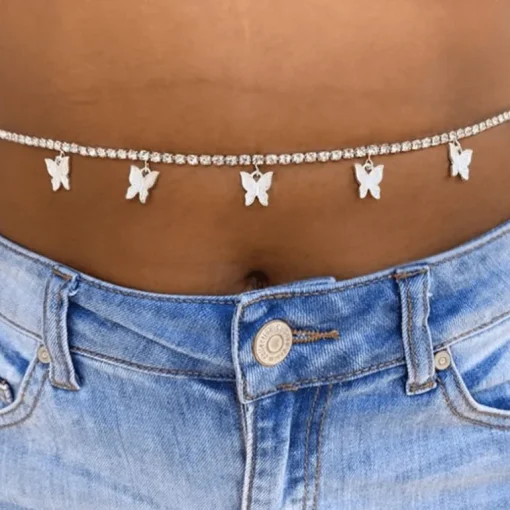 Glitzer Bauchkette Schmuck Mariposa