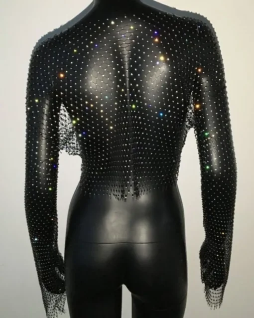 Glitzer Netz Crop Shirt Baila