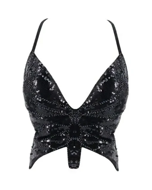Glitzer Pailletten Top Schmetterling
