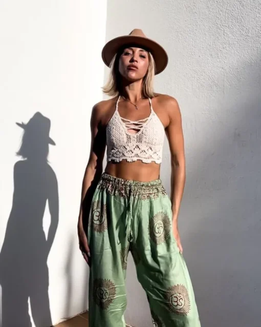Grüne Goa Om Hose Sacred