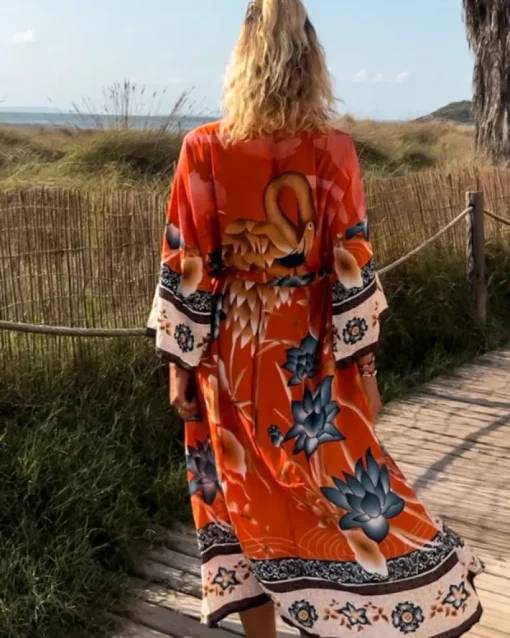 Kimono Happy Flamingo Flowers