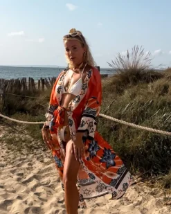 Kimono Happy Flamingo Flowers