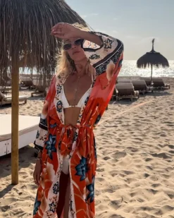 Kimono Happy Flamingo Flowers