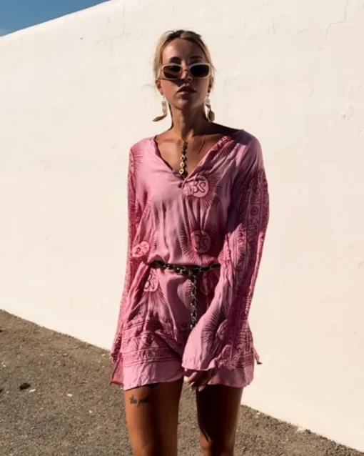 Kurta Shirt Pink Om