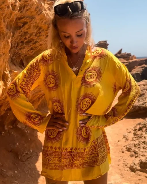 Kurta Shirt Yellow Om