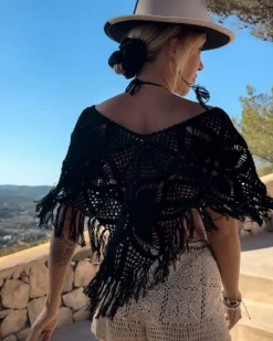 Langer Häkel Poncho Boho Emma