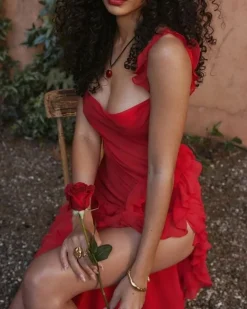 Langes Ruffle Kleid Alejandra