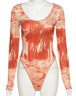 Mesh Bodysuit Red Palms