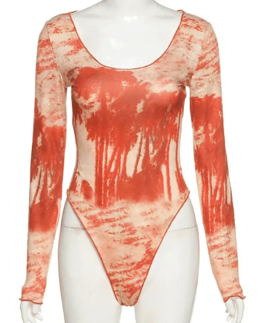 Mesh Bodysuit Red Palms
