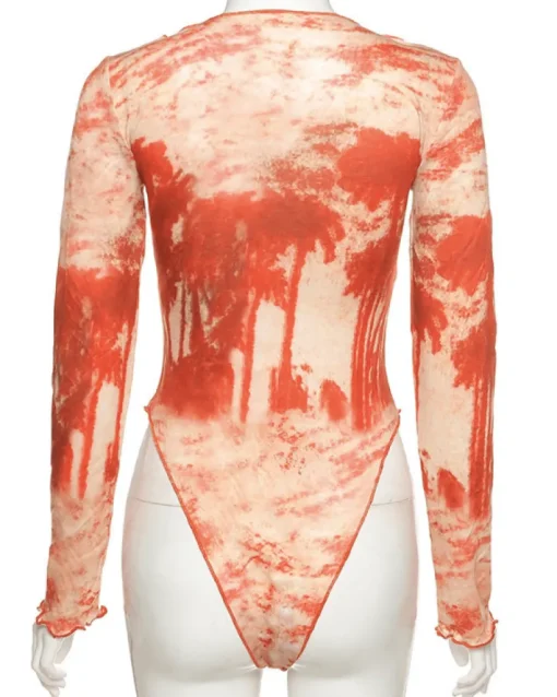 Mesh Bodysuit Red Palms