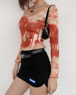 Mesh Bodysuit Red Palms