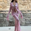 Mesh Ruffle Zweiteiler Set Danna