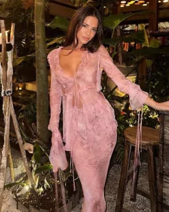 Mesh Ruffle Zweiteiler Set Danna