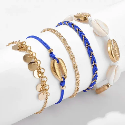 Muschel Fussketten Blue Beach