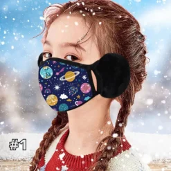 Ohrenwärmer Kindermaske Dino Planet