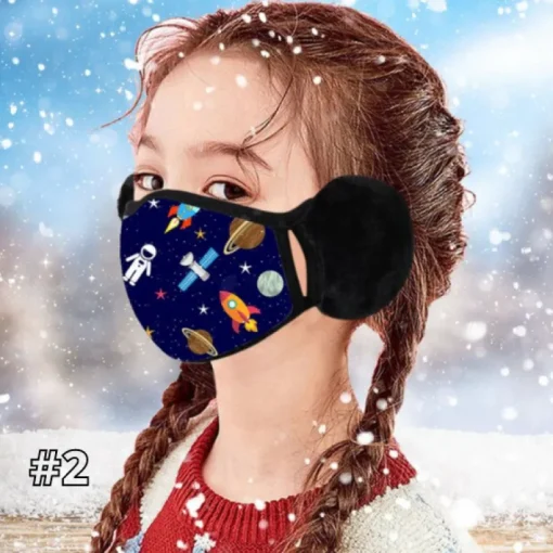 Ohrenwärmer Kindermaske Dino Planet