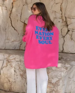 Pinke Oversize Baumwolle Bluse Soul