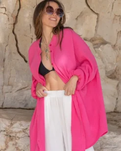 Pinke Oversize Baumwolle Bluse Soul
