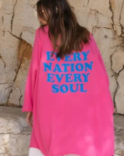 Pinke Oversize Baumwolle Bluse Soul