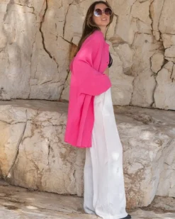 Pinke Oversize Baumwolle Bluse Soul