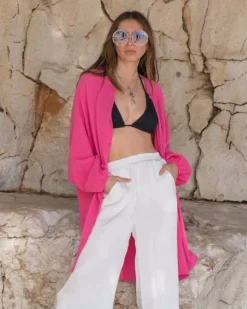 Pinke Oversize Baumwolle Bluse Soul